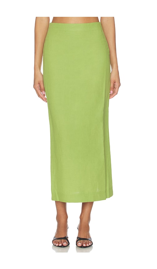 Mia Linen Mix Skirt in Green. - size 8 (also in 4, 0, 2, 6, 10, 12)