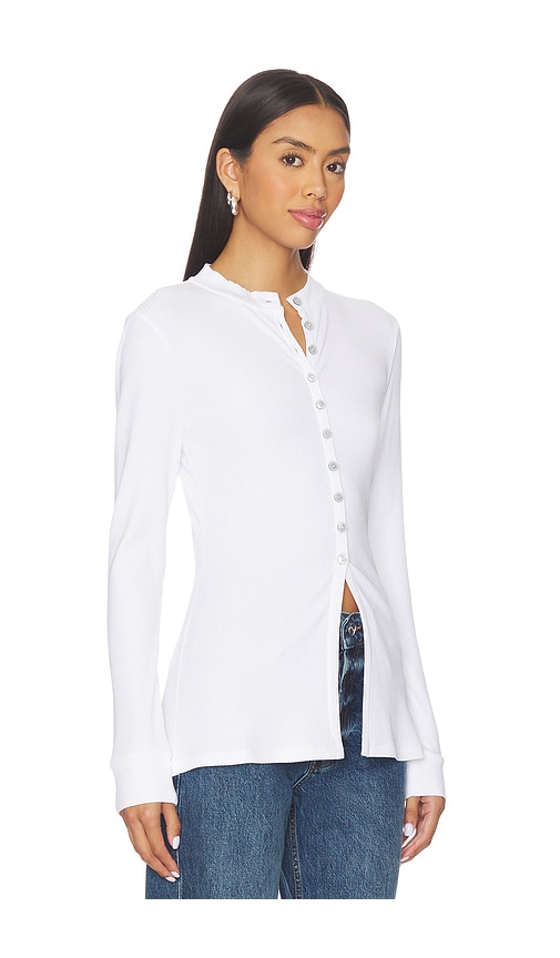Aligne Daphne Rib Placket Top In White