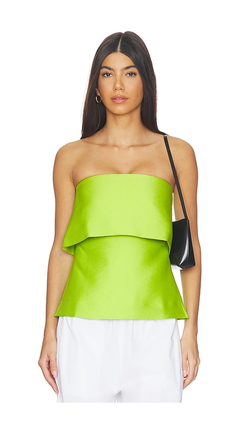 Felix Satin Strapless Top in Green. - size 4 (also in 10)