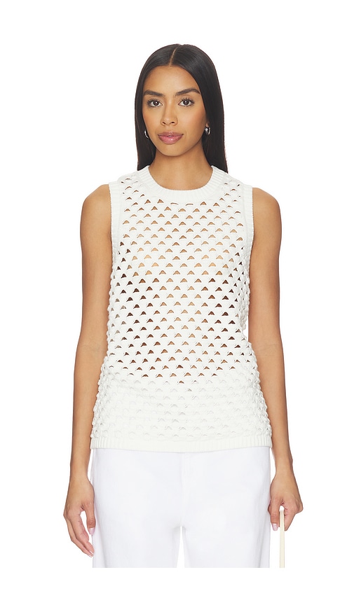 Jeanie Crochet Knitted Vest in White. - size S (also in M)