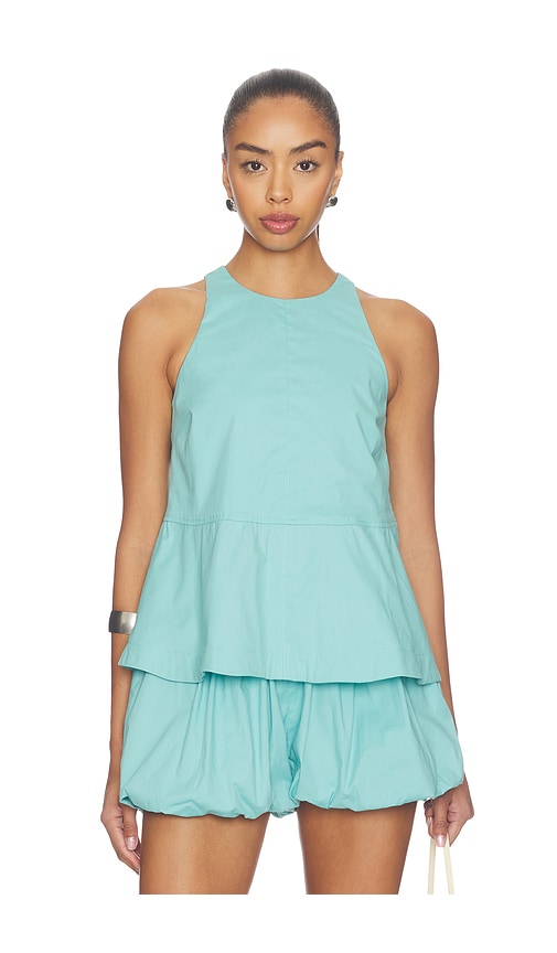 ALIGNE Carlos Poplin Peplum Top in Blue