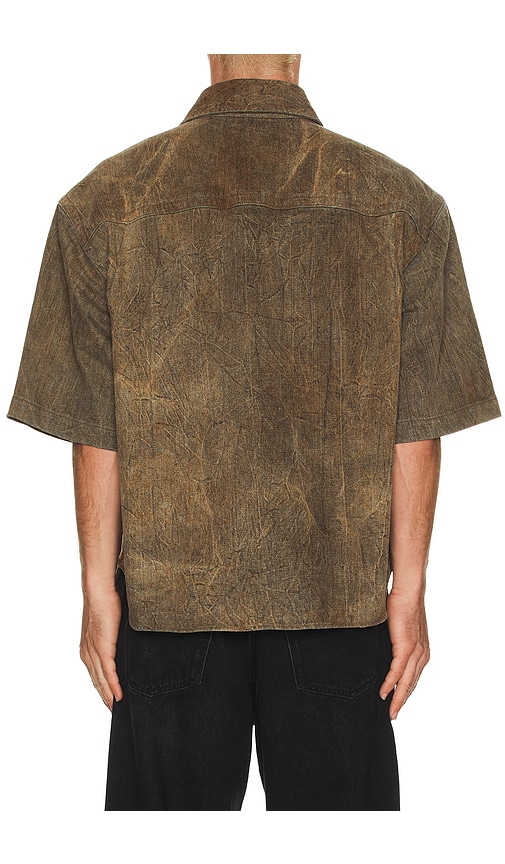 Agolde Boxy Cropped Shirt With Classic Collar In Neutral
