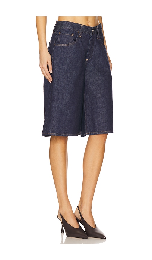 Agolde V-waist Long Baggy Denim Shorts In Blue