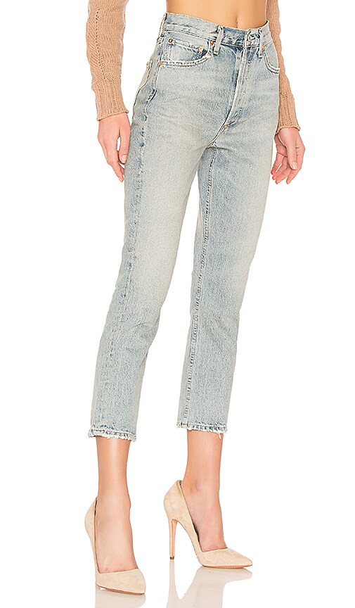agolde riley high rise straight crop jeans vanished