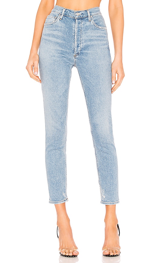 slim fit high rise jeans