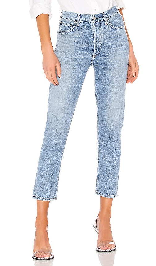 agolde riley high rise straight crop jeans