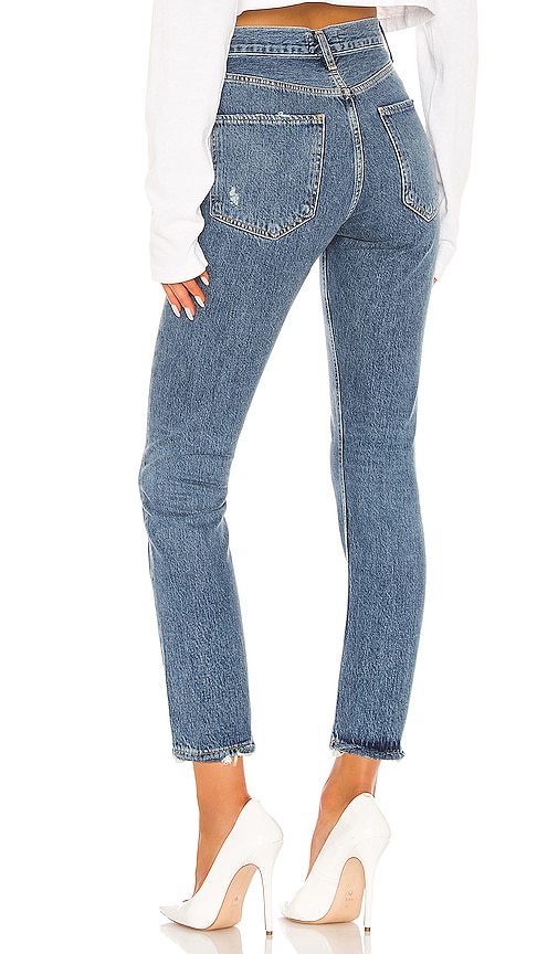  Agolde Riley High Rise Straight Crop Jeans In Denim-medium. Taglia 25. Also In 26, 27, 28, 29, 30, 31, 32, 34, 33. 