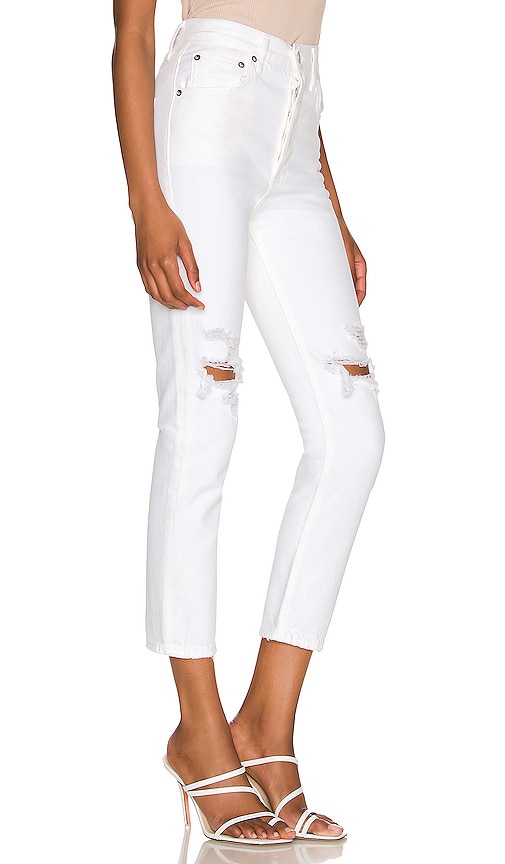 Shop Agolde Riley High Rise Straight Crop In White