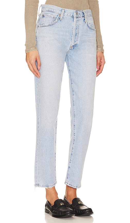 Shop Agolde Austin Mid Rise Tapered Slim In Lost