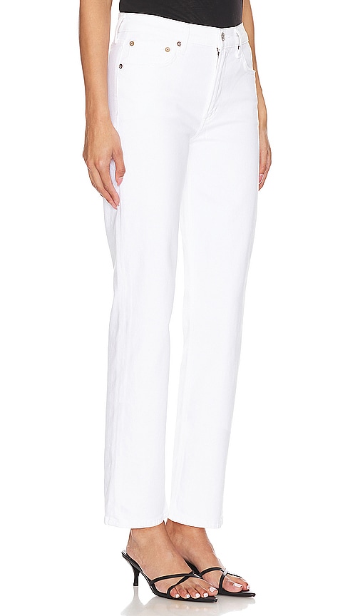 Shop Agolde Kye Mid Rise Straight Crop In Sour Cream