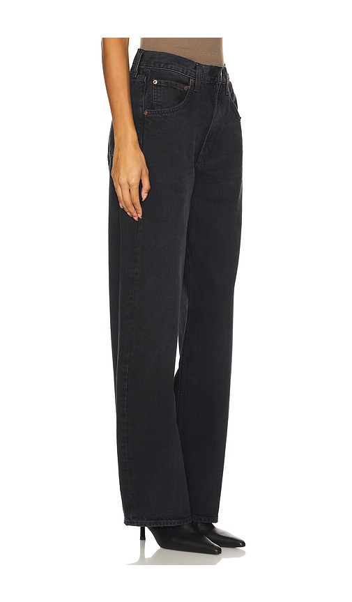 Shop Agolde Low Curve Wide Leg In Black Tar