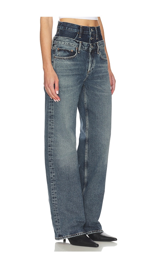 Agolde Elson Layered Straight-leg Jeans In Gray