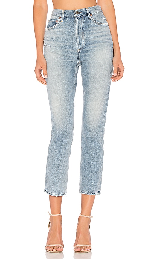 high rise straight crop jeans