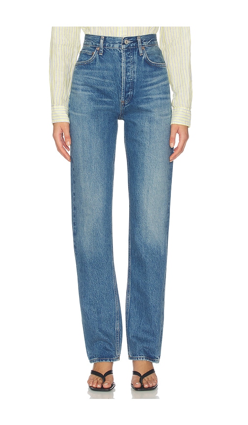 AGOLDE 90s Pinch Waist Long Jean in Blue. - size 23 (also in 24, 25, 26, 27, 28)