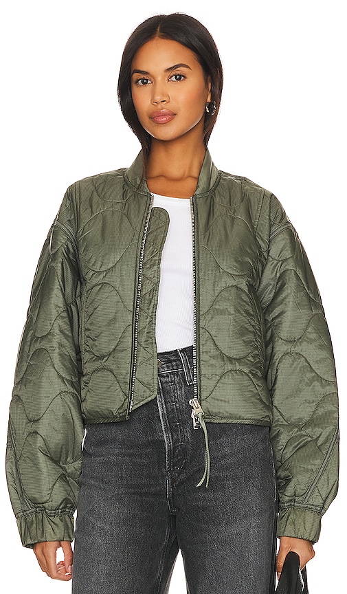Shop Agolde X Shoreditch Ski Club Iona Quilted Jacket In Olive