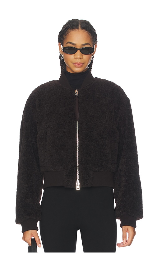 Agolde Iona Skye Shearling Bomber Jacket In Brown