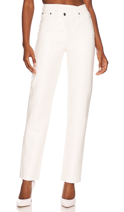 Recycled Leather Criss Cross Straight in White. Revolve Women Clothing Pants Leather Pants 
