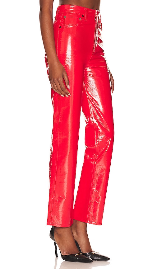 Shop Agolde Recycled Leather 90's Pinch Waist In Red