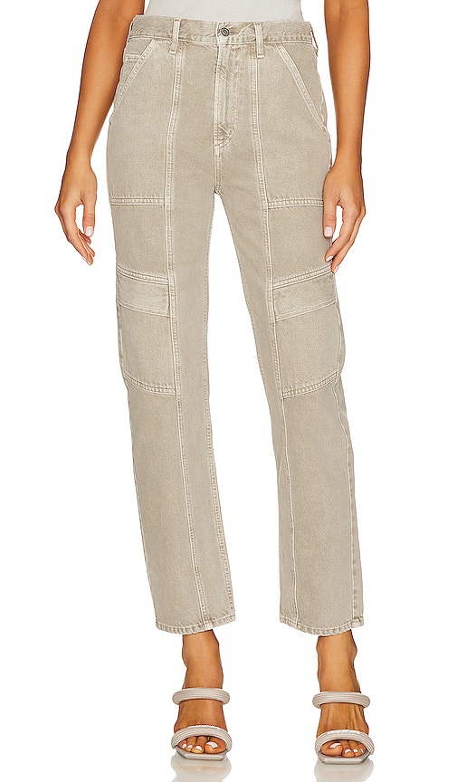 Agolde Cooper Organic Cotton High Rise Straight Leg Cargo Jeans In Drab In Multi