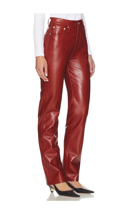 Agolde Leather Blend Straight Leg Pants In Red