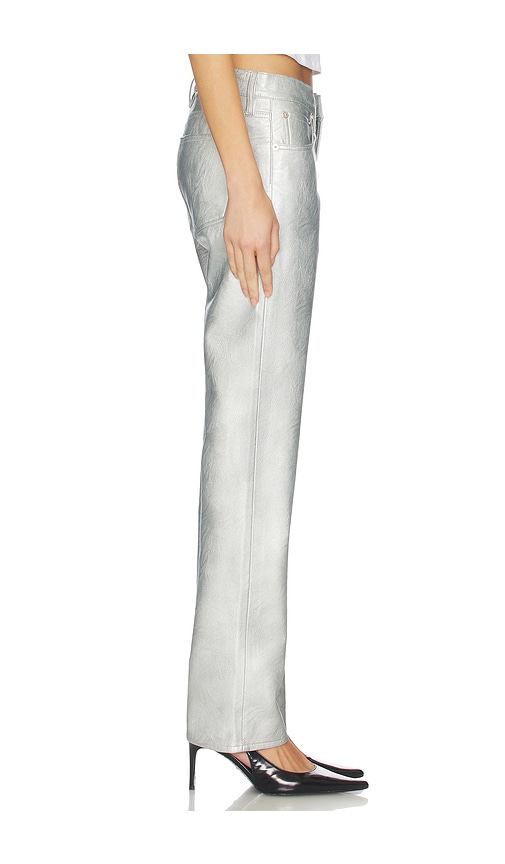  Agolde Low Rise Slim Pants In Metallic Silver, Grey. Size 23. Also In 24, 25, 26, 27, 28, 32, 33, 34. 