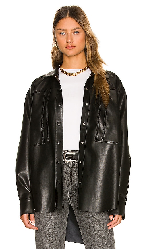 AGOLDE Utility Faux Leather Shirt in Detox | REVOLVE
