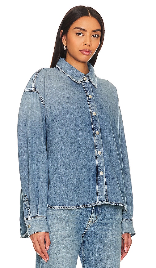 Shop Agolde Aiden High Low Shirt In Blue