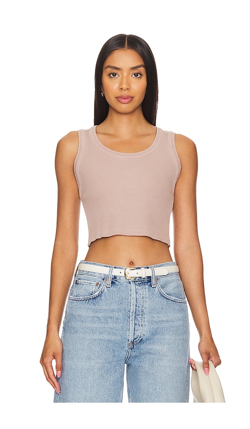 Shop Agolde Cropped Poppy Tank In Beige