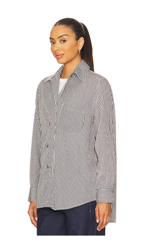 Agolde Aris Stripe Button-up Shirt In White