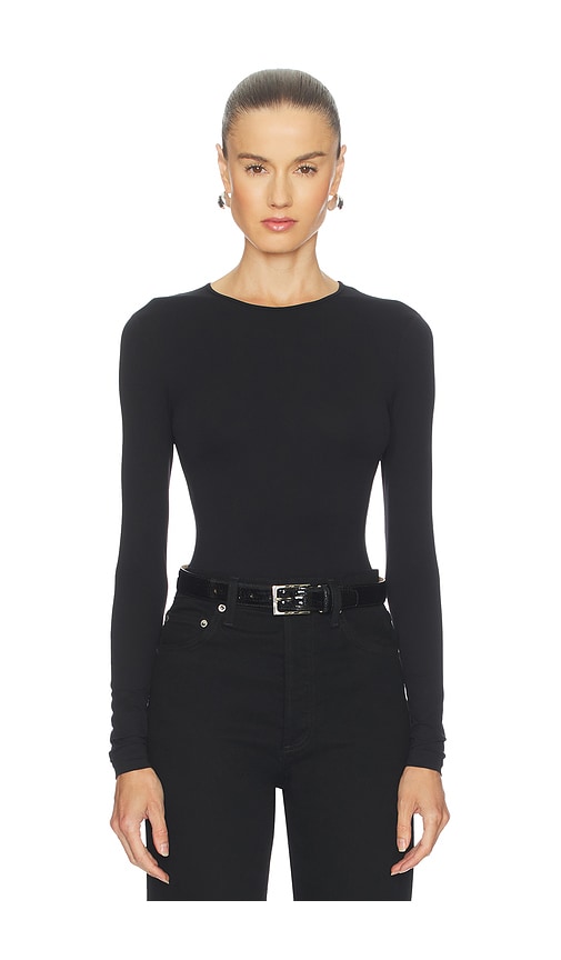 Agolde Aura Long Sleeve Bodysuit In Black