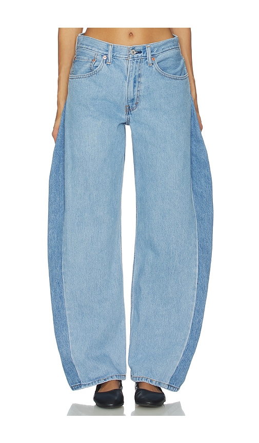 Aligrace Two Tone Barrel Jeans In Blue