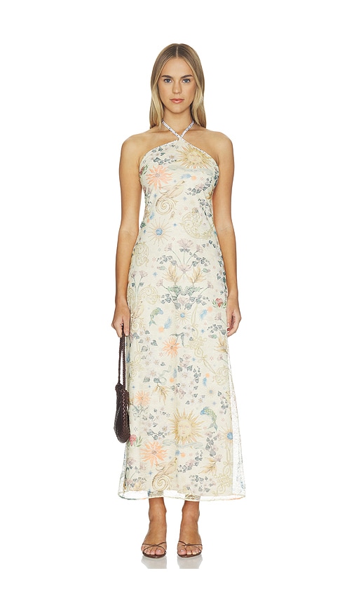 Agua Bendita ROBE SARI en Beige. Taille L. Also en S, M.