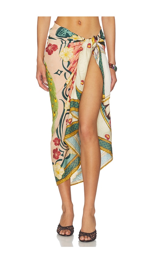 Revolve Agua Bendita Marine Plume Sarong in Blush,Teal.