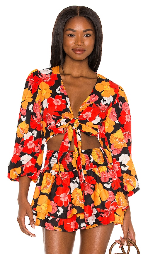 Agua Bendita X REVOLVE Vega Top in Black Funky Blooms
