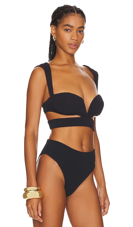 Shop Agua Bendita Alexa Bikini Top In Eames Solid Black