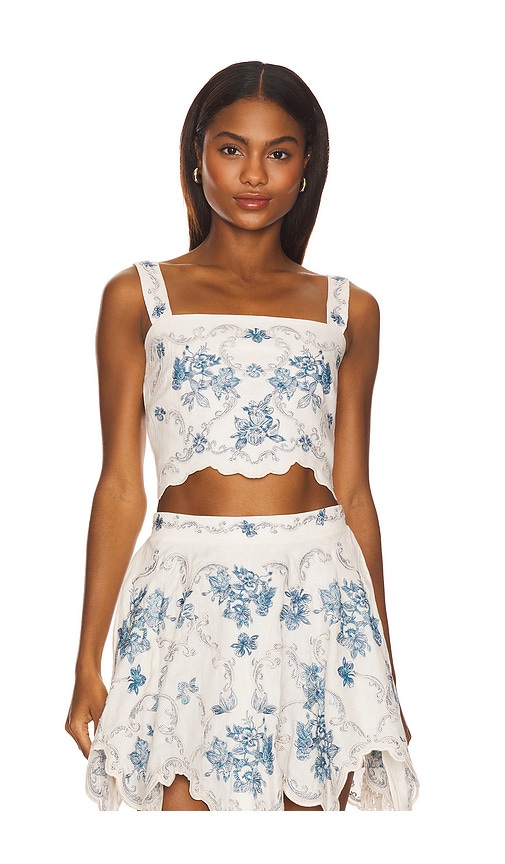 Luciana Gloriosa Top in White,Blue. - size S (also in M, XS)