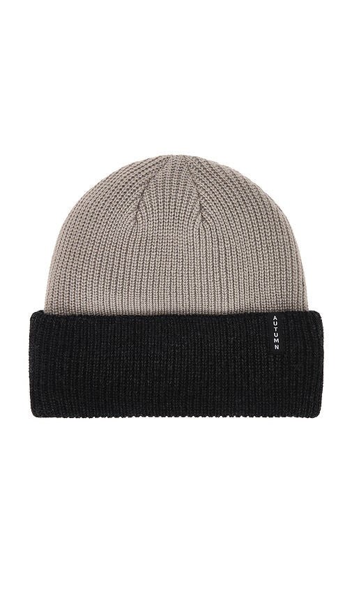 Shop Autumn Headwear Blocked Beanie In Grey