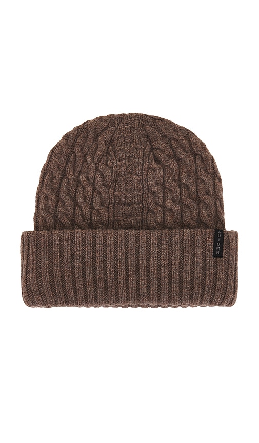 Shop Autumn Headwear Cable Knit Beanie In Dirt