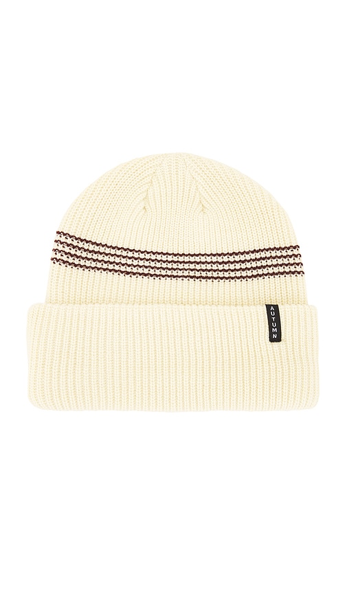 Shop Autumn Headwear Mini Stripe Beanie In Natural Burgundy