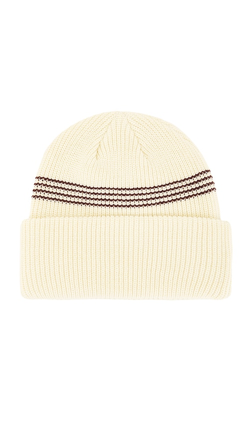 Shop Autumn Headwear Mini Stripe Beanie In Natural Burgundy