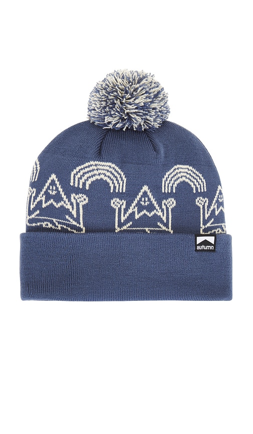 Shop Autumn Headwear Mindful Mountain Pom Beanie In 더치블루