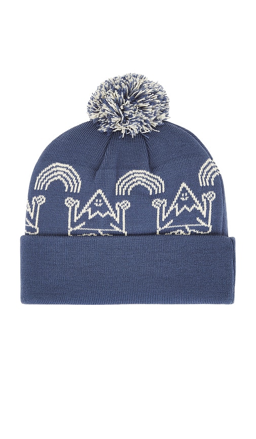 Shop Autumn Headwear Mindful Mountain Pom Beanie In 더치블루