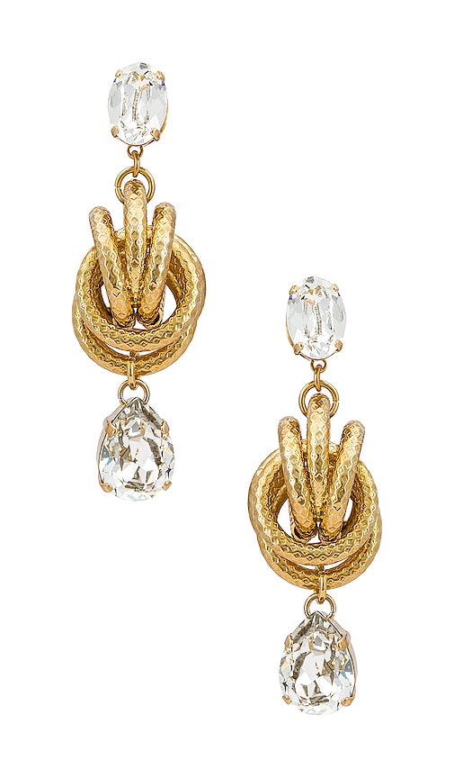 Anton Heunis Crystal Knot Earrings In Gold