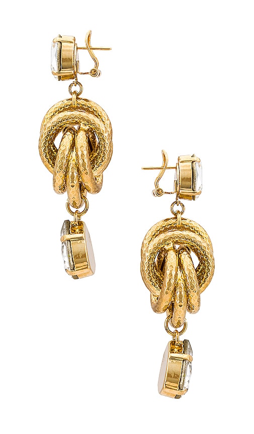 Shop Anton Heunis Crystal Knot Earrings In Gold