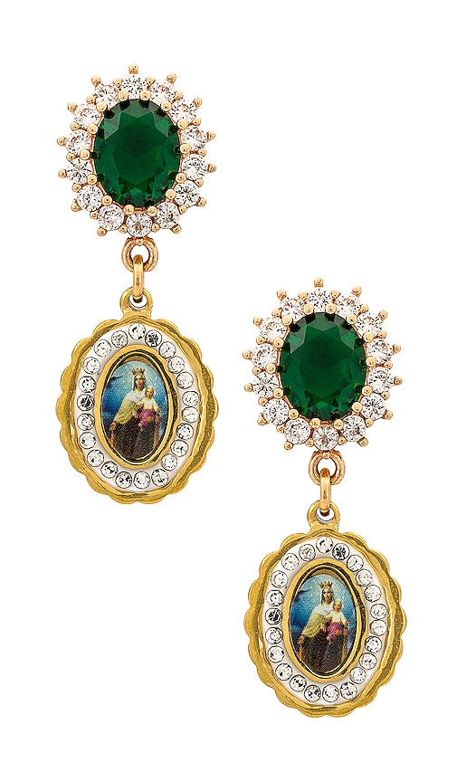 Anton Heunis Virgin Drop Earrings in Green.