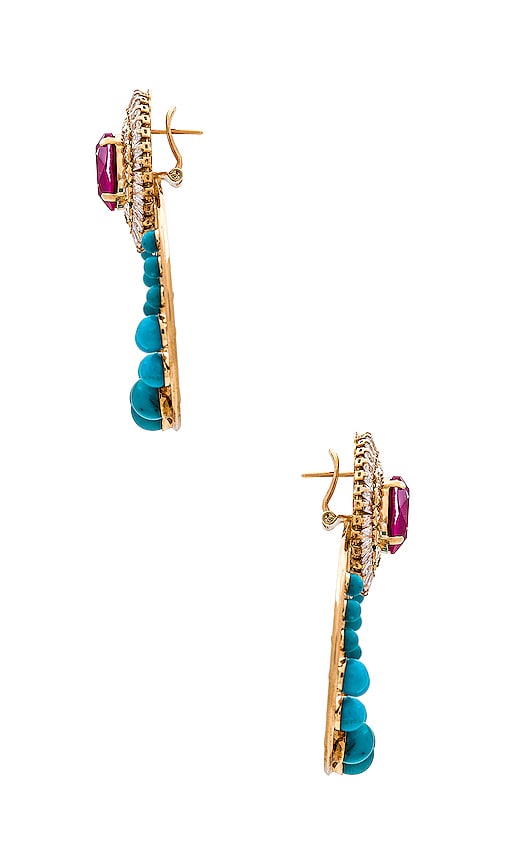Shop Anton Heunis Gem Cluster Hoop Earrings In Pink  Blue  Crystal & Gold