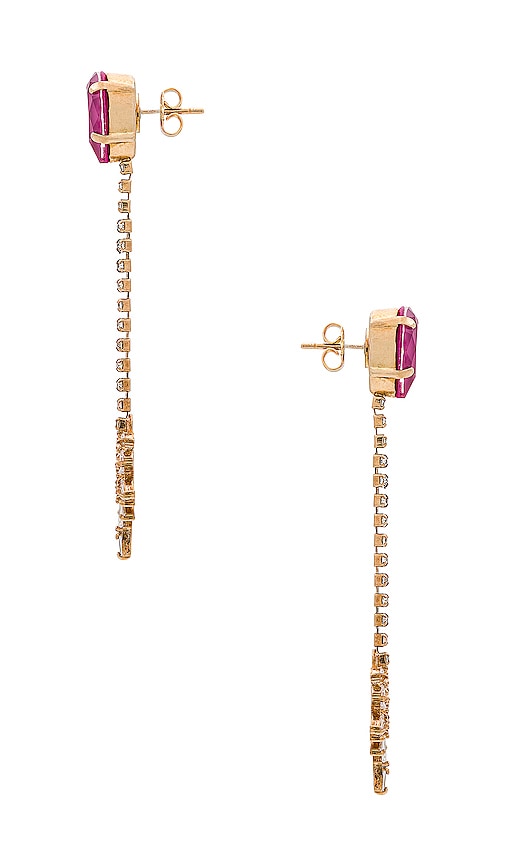 Shop Anton Heunis Fan Drop Earrings In Pink  Crystal & Gold