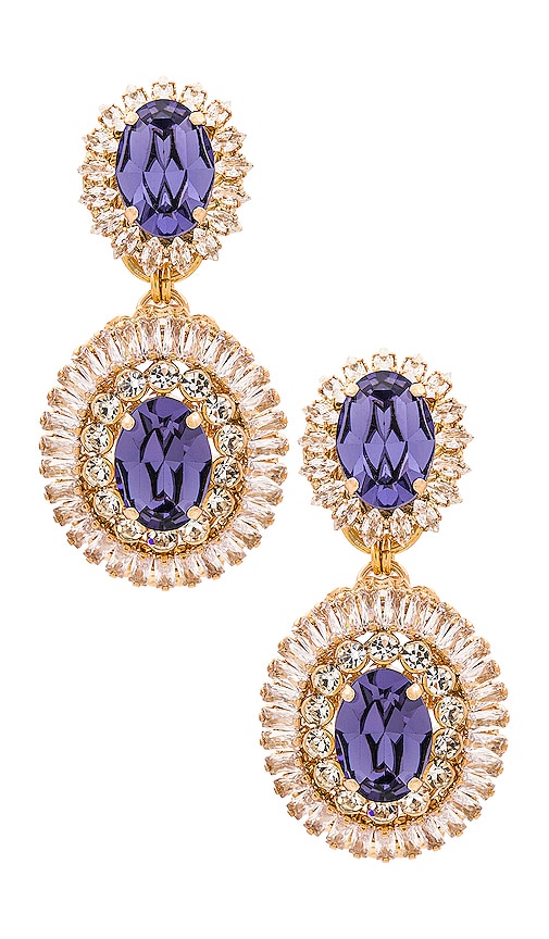 Anton Heunis Drop Earrings With Oval Pendant – Lilac  Crystal  & Gold In Purple