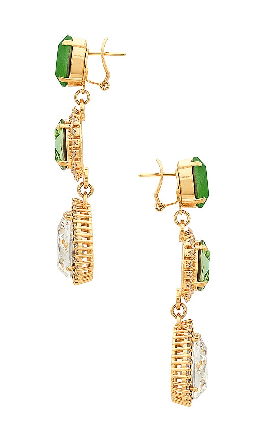 Shop Anton Heunis Double Drop Chandelier Earrings In Pistachio  Apple & Gold
