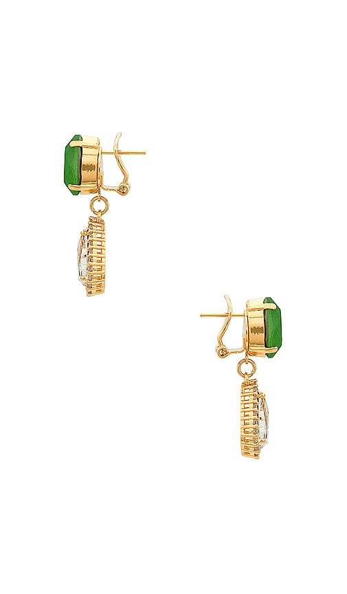 Shop Anton Heunis Small Drop Earrings In Green Apple  Crystal & Gold